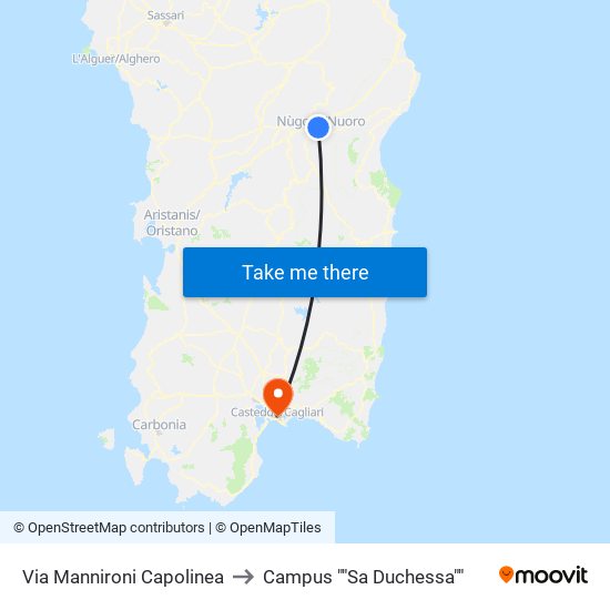 Via Mannironi Capolinea to Campus ""Sa Duchessa"" map