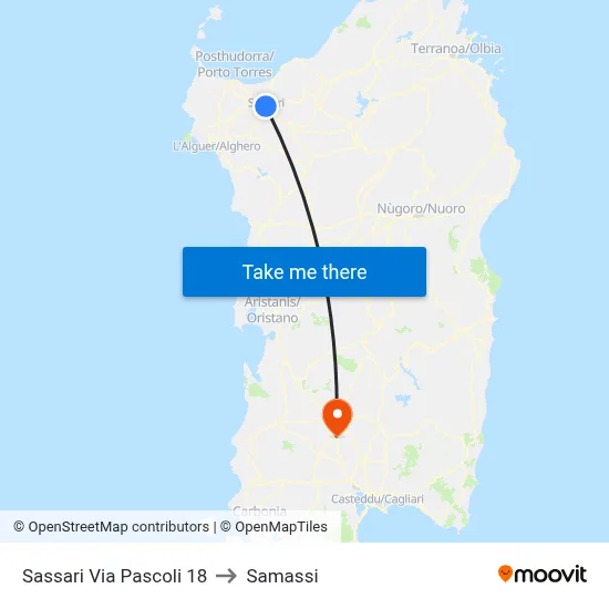 18 Pascoli Street - Sassari to Samassi map