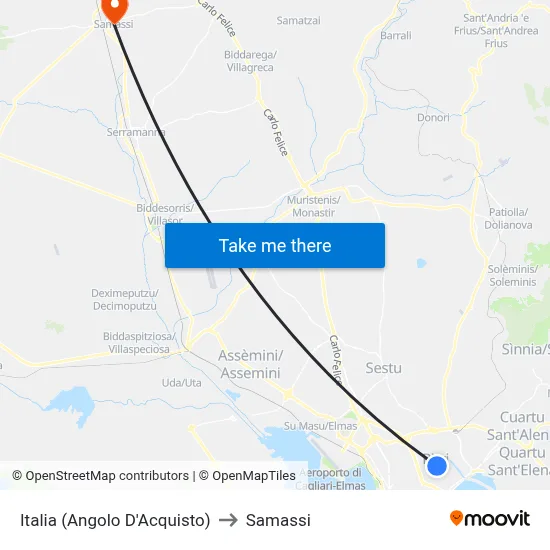 Italia (Corner D'Acquisto) to Samassi map
