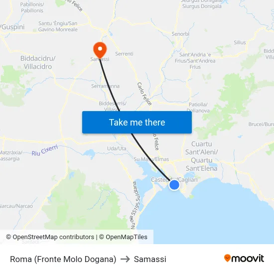 Roma (In Front of Customs Pier) to Samassi map