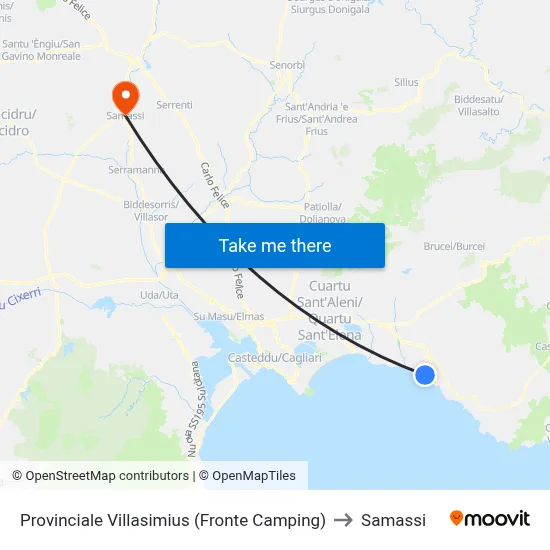 Villasimius Provincial Road (Opposite Camping) to Samassi map