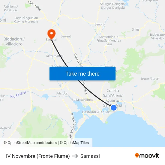 IV November (Opposite River) to Samassi map