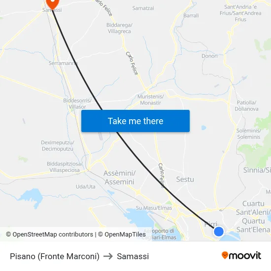 Pisano (Opposite Marconi) to Samassi map