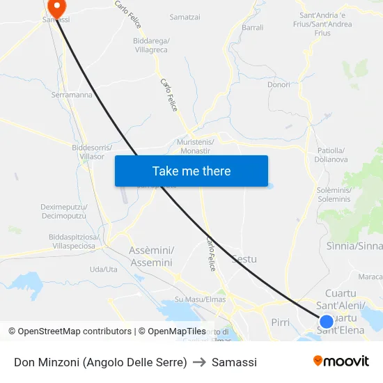 Don Minzoni (Corner Delle Serre) to Samassi map