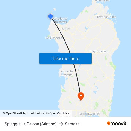 Spiaggia La Pelosa (Stintino) to Samassi map