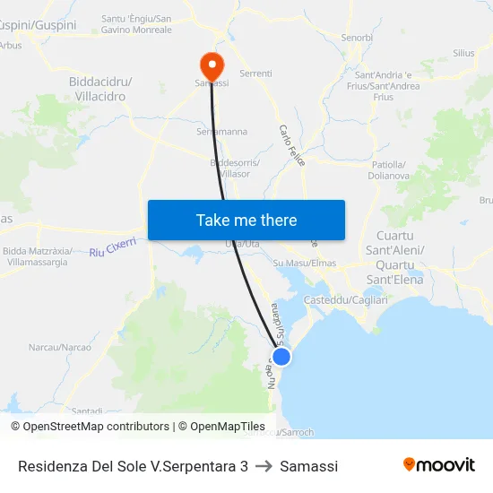 Residenza Del Sole V.Serpentara 3 to Samassi map