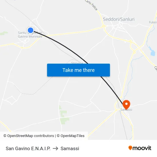 San Gavino E.N.A.I.P. to Samassi map