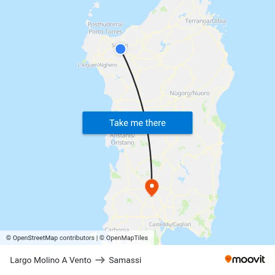 Windmill Square to Samassi map