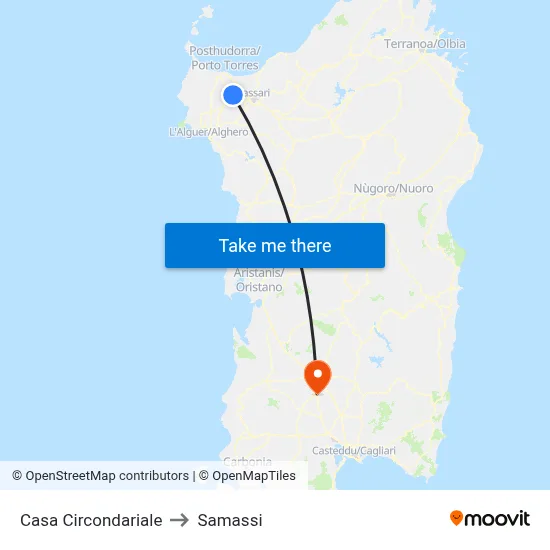 Detention Center to Samassi map