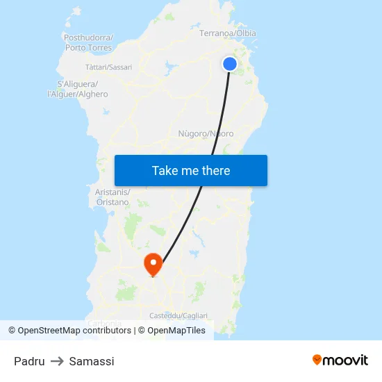 Padru to Samassi map