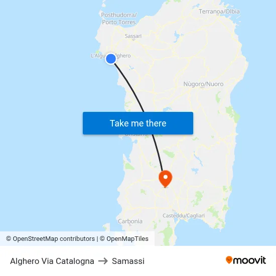Alghero Via Catalogna to Samassi map