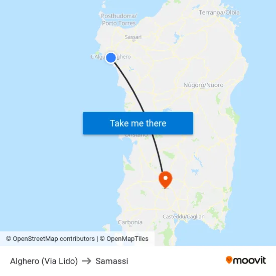 Alghero (Lido Street) to Samassi map