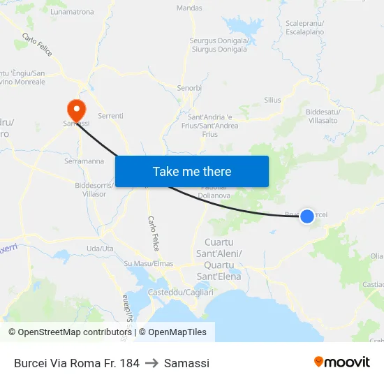 184 Roma Street, Burcei to Samassi map