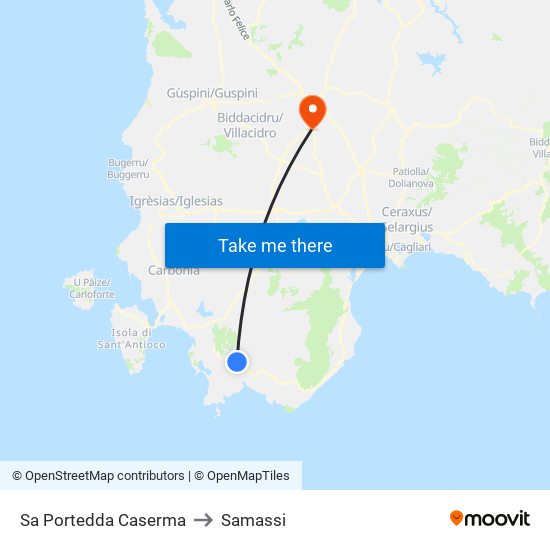 Sa Portedda Caserma to Samassi map