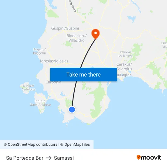 Sa Portedda Bar to Samassi map
