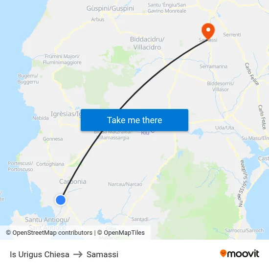 Is Urigus Church to Samassi map