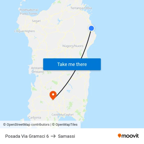 Posada Via Gramsci 6 to Samassi map