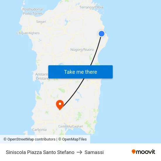 Siniscola Piazza Santo Stefano to Samassi map