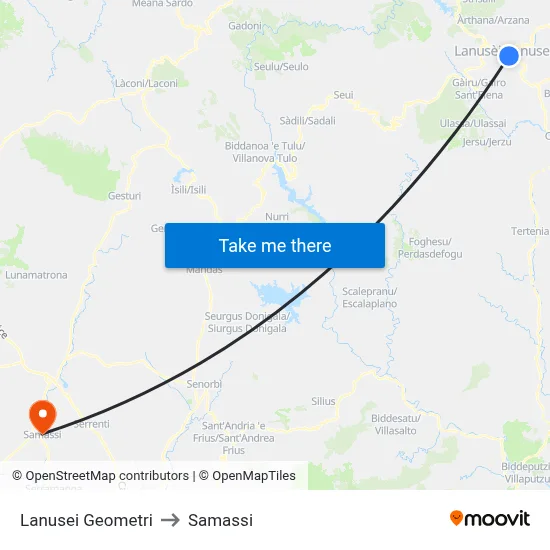 Lanusei Surveyors to Samassi map