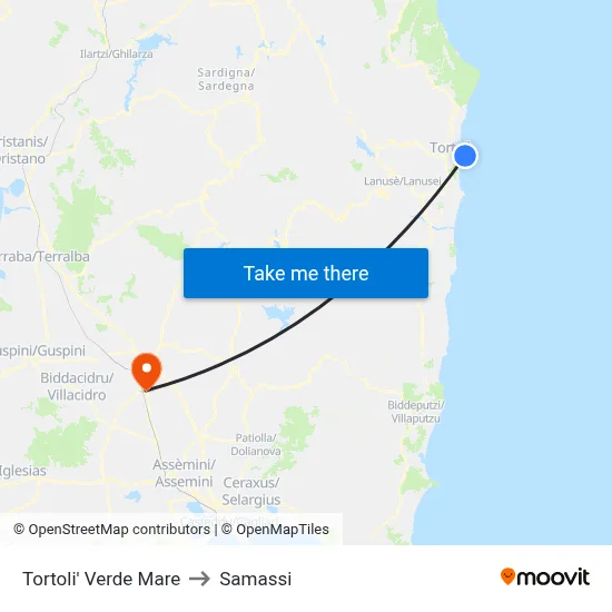 Verde Mare - Tortoli to Samassi map