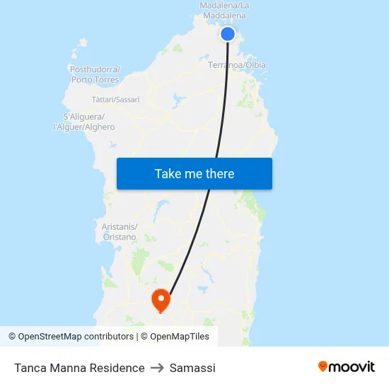 Tanca Manna Residence to Samassi map
