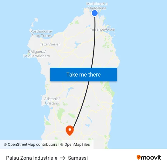 Palau Industrial Zone to Samassi map