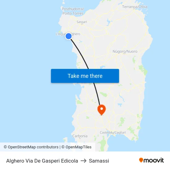 Alghero Via De Gasperi Edicola to Samassi map