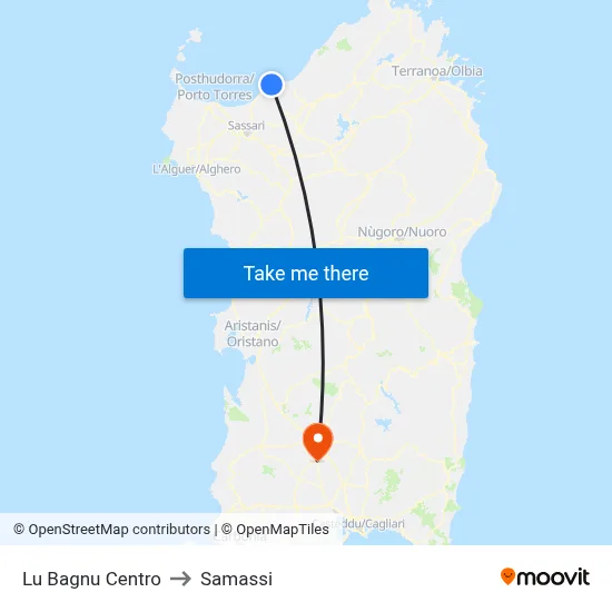 Lu Bagnu Center to Samassi map