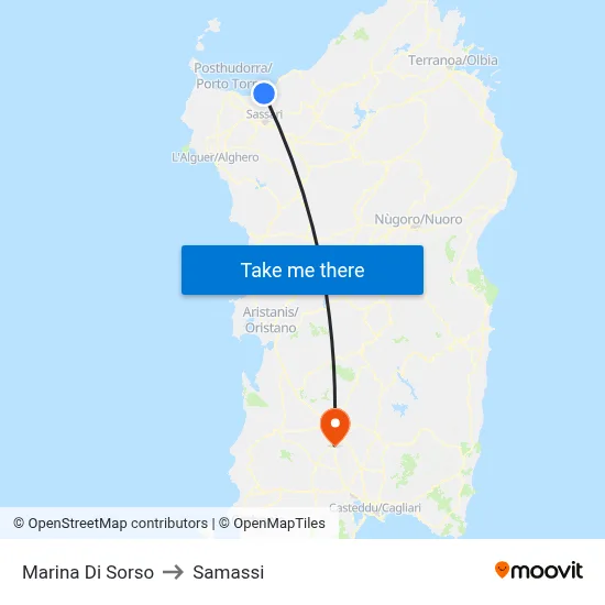 Marina Di Sorso to Samassi map