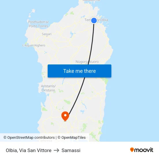 Olbia, San Vittore Street to Samassi map