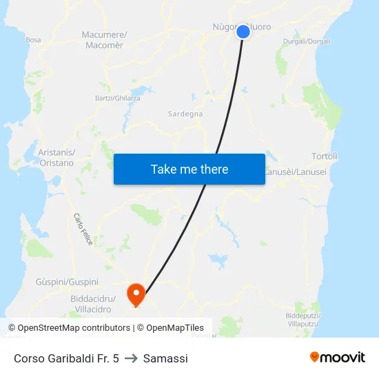 Corso Garibaldi Fr. 5 to Samassi map