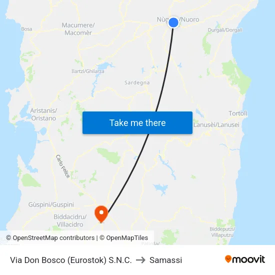 Via Don Bosco (Eurostok) S.N.C. to Samassi map