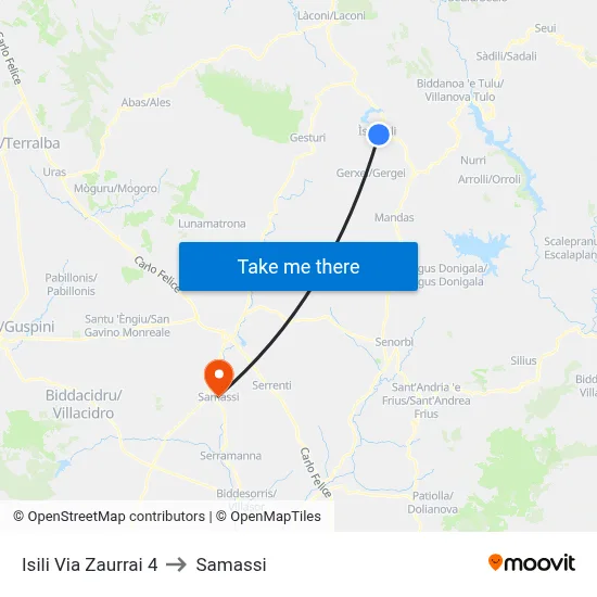 4 Zaurrai Street, Isili to Samassi map