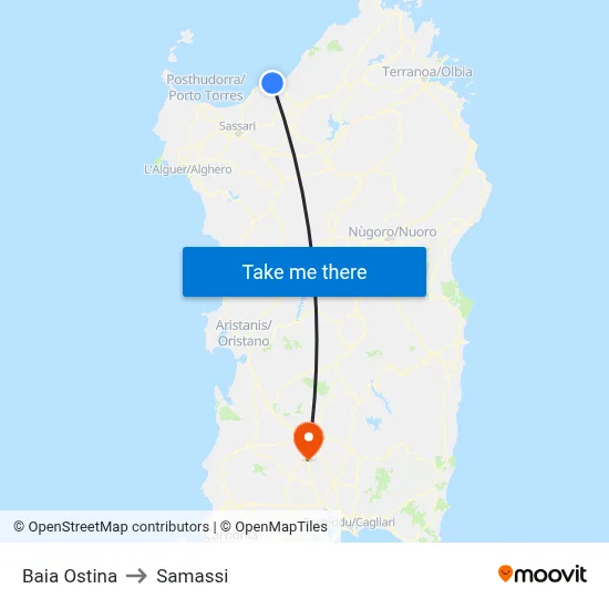 Ostina Bay to Samassi map