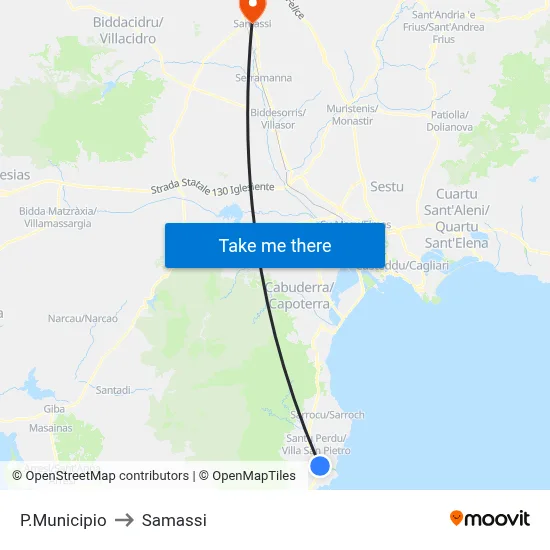 City Hall Square to Samassi map