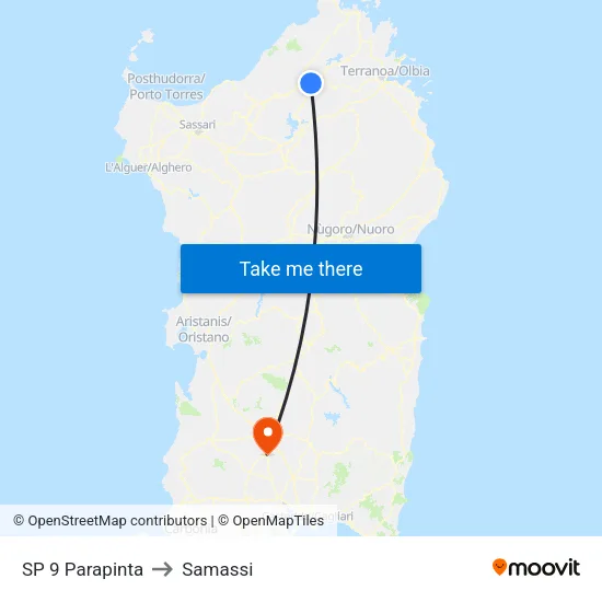 SP 9 Parapinta to Samassi map