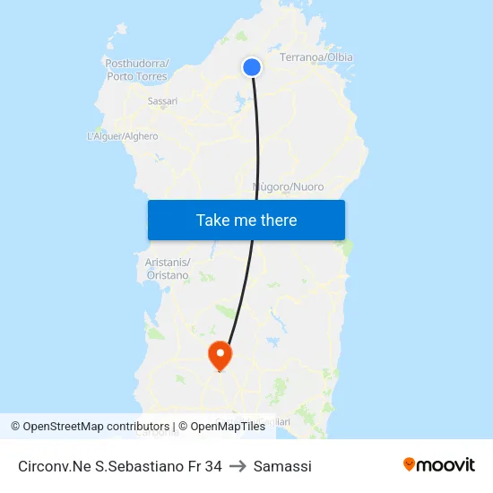 S.Sebastiano Ring Road No. 34 to Samassi map