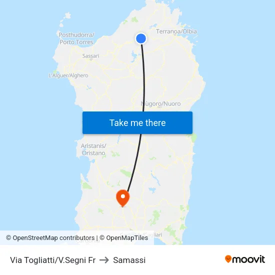 Togliatti Street/V.Segni to Samassi map