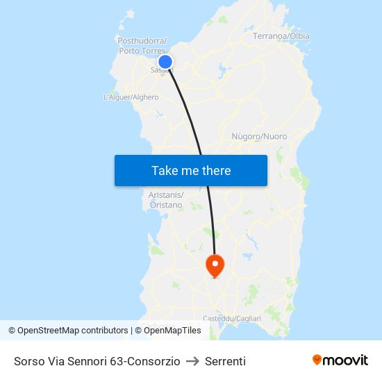 Sorso Via Sennori 63-Consorzio to Serrenti map