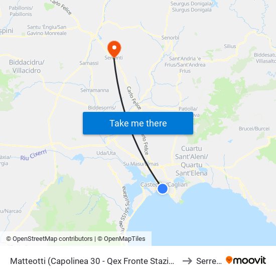 Matteotti (Fronte Stazione Arst) to Serrenti map