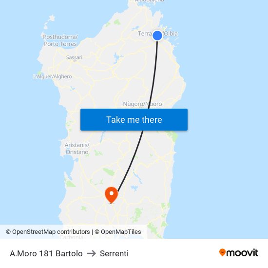 A.Moro 181 Bartolo to Serrenti map
