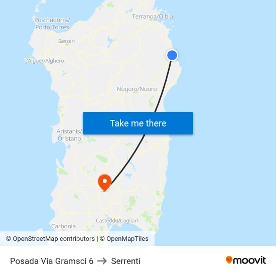 Posada Via Gramsci 6 to Serrenti map