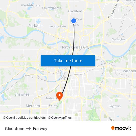 Gladstone to Fairway map