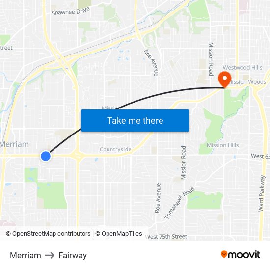 Merriam to Fairway map