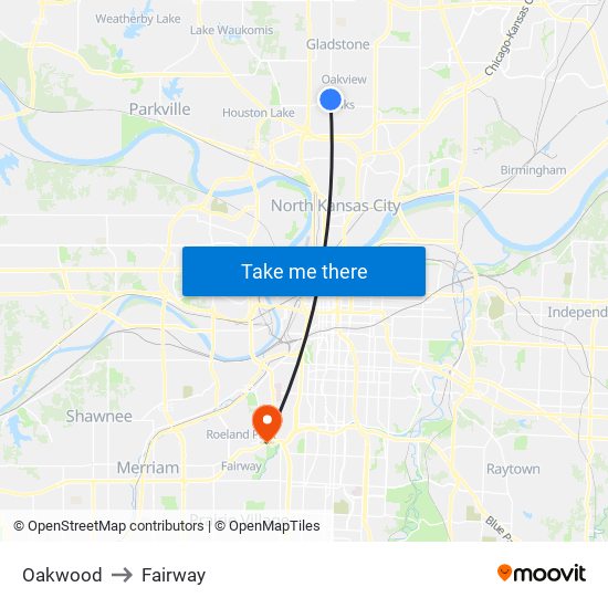 Oakwood to Fairway map