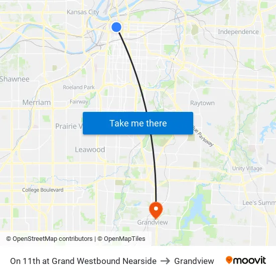 On 11th at Grand Westbound Nearside to Grandview map