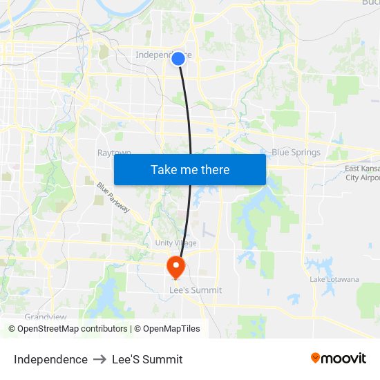 Independence to Lee'S Summit map