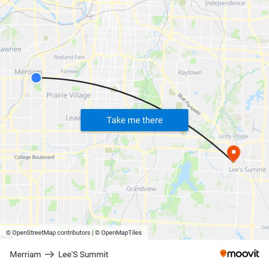 Merriam to Lee'S Summit map