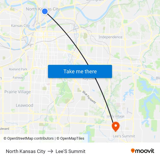 North Kansas City to Lee'S Summit map