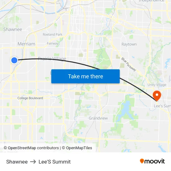 Shawnee to Lee'S Summit map